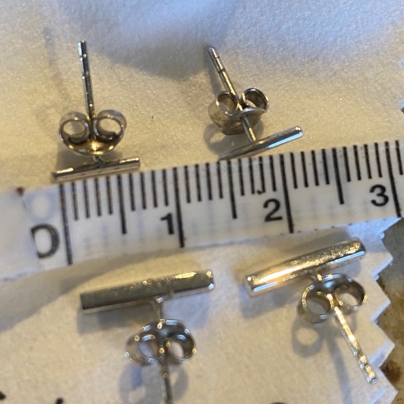 Sterling Silver Bar Earrings 2 sizes - Picture 10 of 10